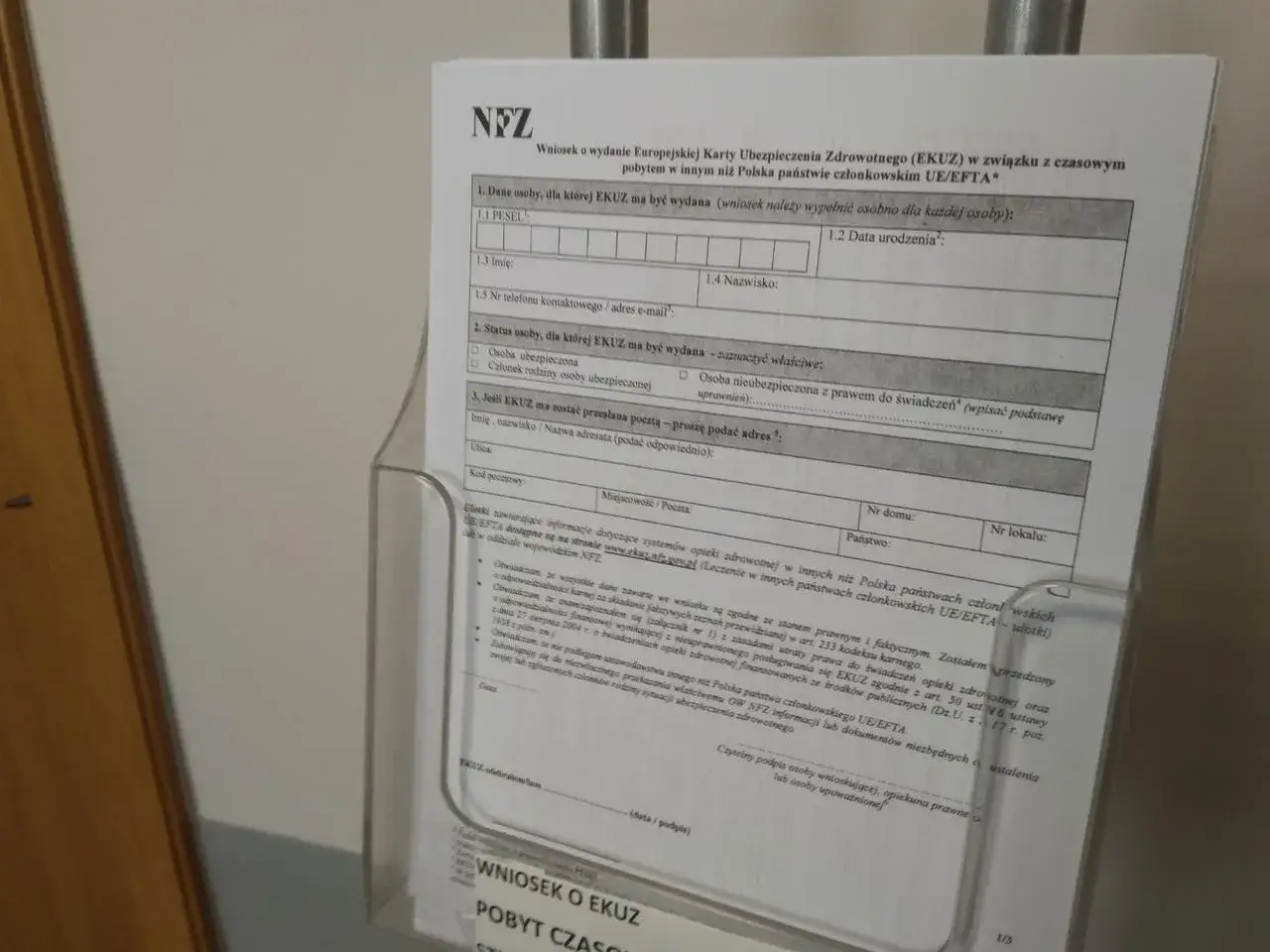 składanie wniosku EKUZ w NFZ