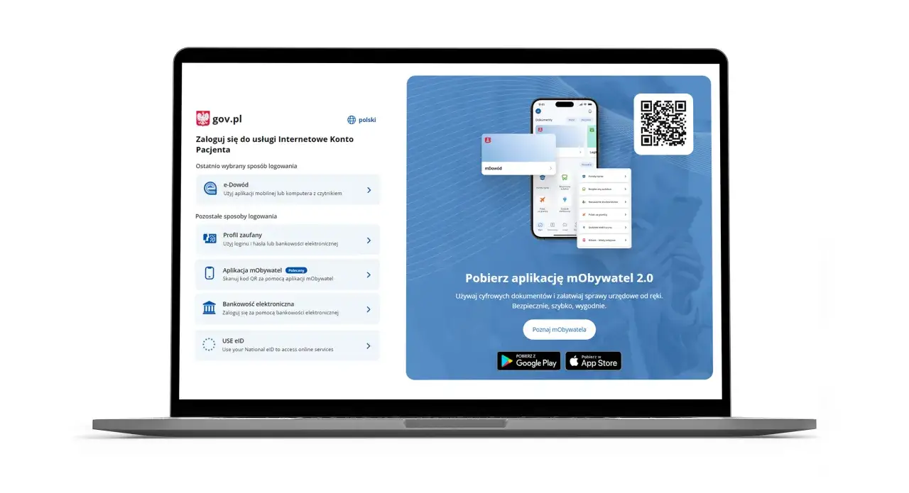 Ekran logowania do Internetowego Konta Pacjenta IKP