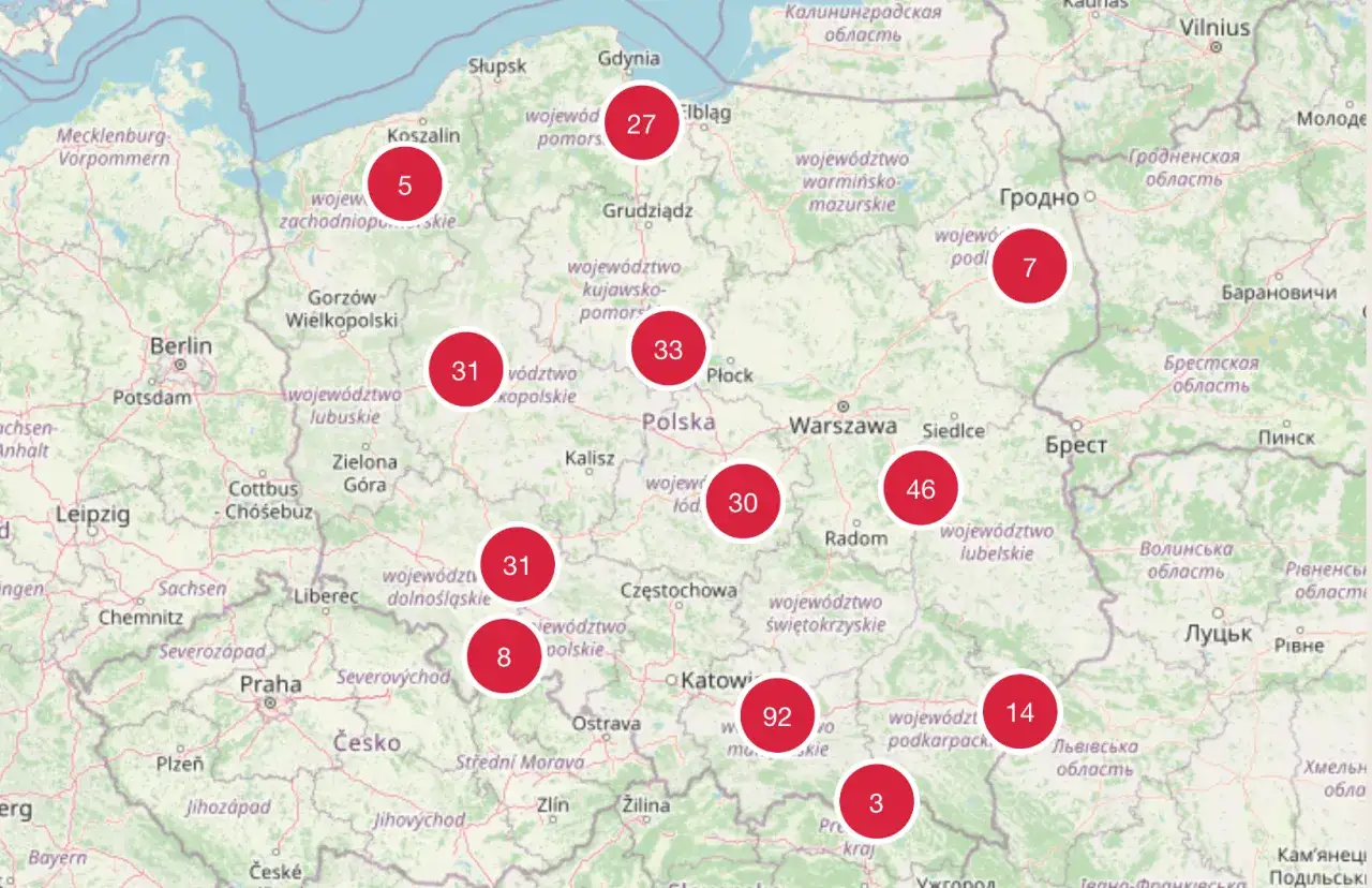 Mapa punktów szczepień COVID Polska