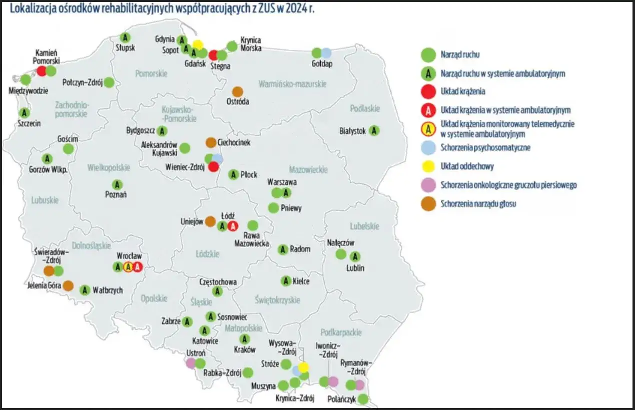 Mapa kolejek sanatoryjnych NFZ
