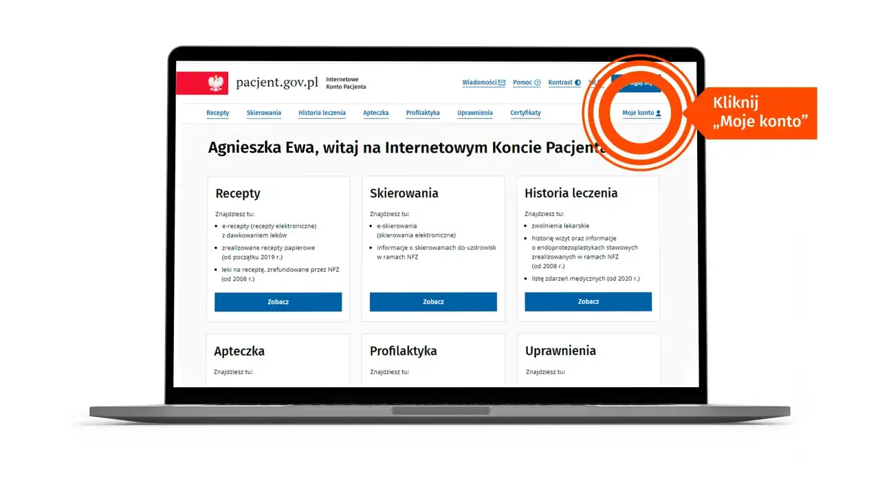 Internetowe Konto Pacjenta pulpit główny